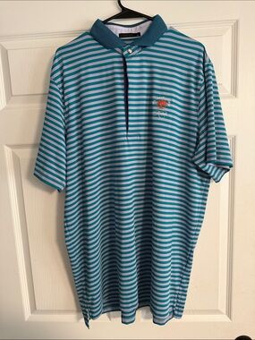 Greyson Men’s XL Kiawah The Ocean Course Polo Shirt Teal stripes